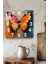 Turuncu ve Pembe Kelebek Temalı Temperli Cam Kare Saat 33X33 cm Ebadında Uv Baskı - KCS027 3
