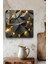 Geometrik Siyah ve Altın Işıklı Desen Temperli Cam Kare Saat 33X33 cm Ebadında Uv Baskı -KCS017 3