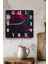Kırmızı Ağaç Temalı Temperli Cam Kare Saat 33X33 cm Ebadında Uv Baskı - KCS025 3