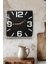 Siyah Minimalist Temperli Cam Kare Saat 33X33 cm Ebadında Uv Baskı - KCS033 3