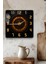 Altın Detaylı Barok Desen Temalı Temperli Cam Kare Saat 33X33 cm Ebadında Uv Baskı - KCS023 1