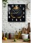 Altın Yaprak Desenli Siyah Zeminli Temperli Cam Kare Saat 33X33 cm Ebadında Uv Baskı - KCS057 1