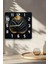 Altın Yaprak Desenli Siyah Zeminli Temperli Cam Kare Saat 33X33 cm Ebadında Uv Baskı - KCS057 5