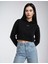 Kapüşonlu Dökümlü Crop Sweatshirt 1