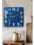 Geometrik Mavi Desenli Temperli Cam Kare Saat 33X33 cm Ebadında Uv Baskı - KCS050 3