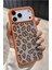 iPhone 17 Pro Max Uyumlu Kılıf Içi Kadife Leopar Tasarımlı Turuncu Taşlı Işıltılı Pırlanta Silikon 3
