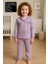 Kız Çocuk Kuromi Desenli Düğmeli %100 Pamuklu Renkli Pijama Takımı 1