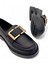 Solenne Siyah Hakiki Deri Fashion Toka Detaylı Kadın Loafer 4