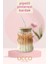 450ML Bambu Kapaklı Cam Pipetli Bardak Smoothie Kokteyl Kahve Çay Limonata Latte Sunum Bardağı 1