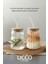 450ML Bambu Kapaklı Cam Pipetli Bardak Smoothie Kokteyl Kahve Çay Limonata Latte Sunum Bardağı 2