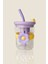 500ML Papatya Desenli Pipetli Cam Detox Termos Matara Bardak - Süt, Su, Meşrubat, Limonata Bardağı 4