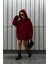 Unısex Bordo Yumuşacık Kumaşlı Oversize Fit Ici Polarlı Kapüşonlu Sweatshirt Hoodie 4