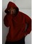Unısex Bordo Yumuşacık Kumaşlı Oversize Fit Ici Polarlı Kapüşonlu Sweatshirt Hoodie 6