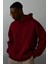 Unısex Bordo Yumuşacık Kumaşlı Oversize Fit Ici Polarlı Kapüşonlu Sweatshirt Hoodie 7