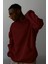 Unısex Bordo Yumuşacık Kumaşlı Oversize Fit Ici Polarlı Kapüşonlu Sweatshirt Hoodie 9