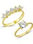 Şık 5 Taş ve Tek Taş Yüzük Seti, Altın, Zarif ve Parlak Takı Koleksiyonu 1