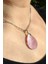 Doğal Pembe Kuvars Taşlı Damla Model Zincirli Kolye Ucu 2