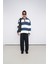 Oversize Polo Yaka Çizgili Sweatshirt 1