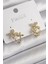 Pirinç Gold Renk Zirkon Taşlı 2'li Çiçek Model Kadın Küpe - TJ-BKP9961 1