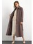 Gömlek Yaka Belden Bağlamalı Uzun Kaban Latte 3152 4