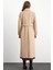Gömlek Yaka Belden Bağlamalı Uzun Kaban Bej 3152 6