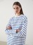 Yeni Sezon Bisiklet Yaka Çizgili Kadın Sweatshirt Tunik 1