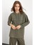 Bisiklet Yaka Önü Patlı Premium Sweat Ikili Takım Haki 9384-TK 2