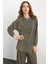 Bisiklet Yaka Önü Patlı Premium Sweat Ikili Takım Haki 9384-TK 5