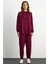Fermuar ve Kup Detaylı Örme Sweat Takım Bordo 9385-TK 2