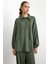 Fermuar ve Kup Detaylı Örme Sweat Takım Haki 9385-TK 4