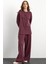 Bisiklet Yaka Önü Patlı Premium Sweat Ikili Takım Bordo 9384-TK 2