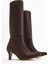 Milika Kahve Sivri Burunlu Kısa Topuklu Çekme Çizme 8