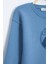 Mavi Yazı Nakışlı Bisiklet Yaka Erkek Çocuk Şardonlu Sweatshirt 23246 3