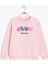 Pembe Kalp Nakışlı Bisiklet Yaka Kız Çocuk Şardonlu Sweatshirt 23251 1