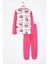 Fuşya Kalpli Yazı Desenli Kız Çocuk Pijama Takımı 23260 4