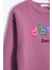 Gül Kurusu Kalp Nakışlı Bisiklet Yaka Kız Çocuk Şardonlu Sweatshirt 23254 3