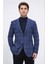 Slim Fit Mono Yaka Lacivert Kareli Astarsız Tek Ceket 1