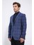 Slim Fit Mono Yaka Lacivert Kareli Astarsız Tek Ceket 5