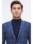 Slim Fit Mono Yaka Lacivert Kareli Astarsız Tek Ceket 6