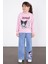 Pembe Simli Baskılı Badili Jean Pantolonlu Kız Çocuk 2li Takım 22756 2
