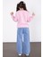 Pembe Simli Baskılı Badili Jean Pantolonlu Kız Çocuk 2li Takım 22756 5