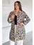 Leopar Desenli Ön Çıtçıtlı Trençkot P-00018858 1