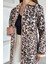 Leopar Desenli Ön Çıtçıtlı Trençkot P-00018858 3