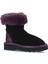 Mor Siyah Deri-Süet Kadın Düz Bot 01WV10205 01WV10205 2