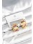 Mineli Karışık Renkli Gold Pirinç Kadın Küpe 1