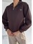 Kadın Yarım Fermuarlı Metal Aksesuarlı Şardonlu Sweatshirt P-00018601 2