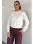 Kadın Bisiklet Yaka Kalp Nakışlı Üç Iplik Şardonlu Sweatshirt P-00018602 2