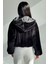 Kadın Kapüşonlu ve Astarlı Peluş Ceket P-00018645 4