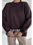 Kadın Bisiklet Yaka Şardonlu Oversize Sweatshirt P-00018609 2