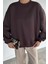 Kadın Bisiklet Yaka Şardonlu Oversize Sweatshirt P-00018609 3
